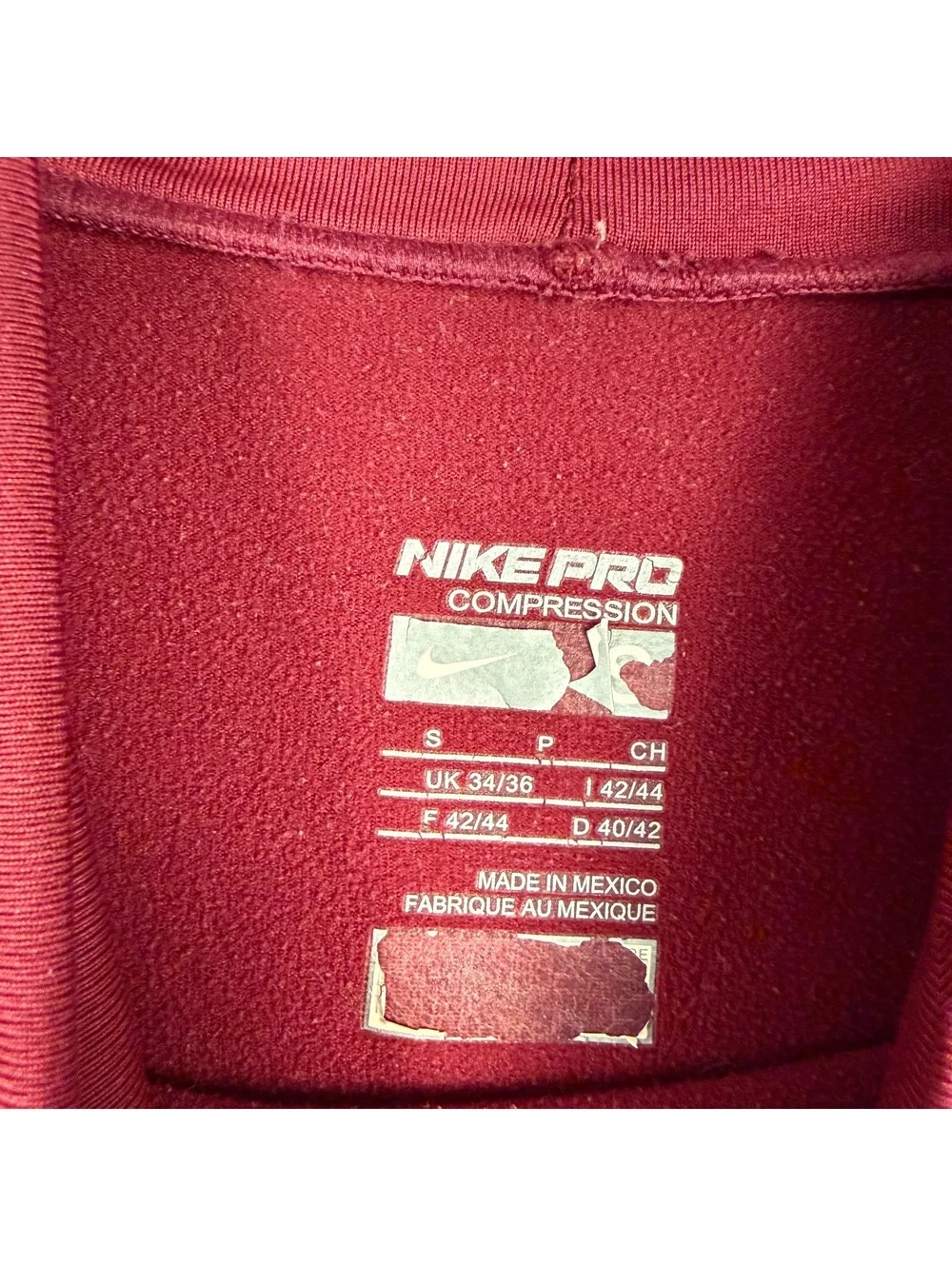 Nike Pro Compression Long Sleeve Mock Neck Shirt Burgundy Gray Men Small 202